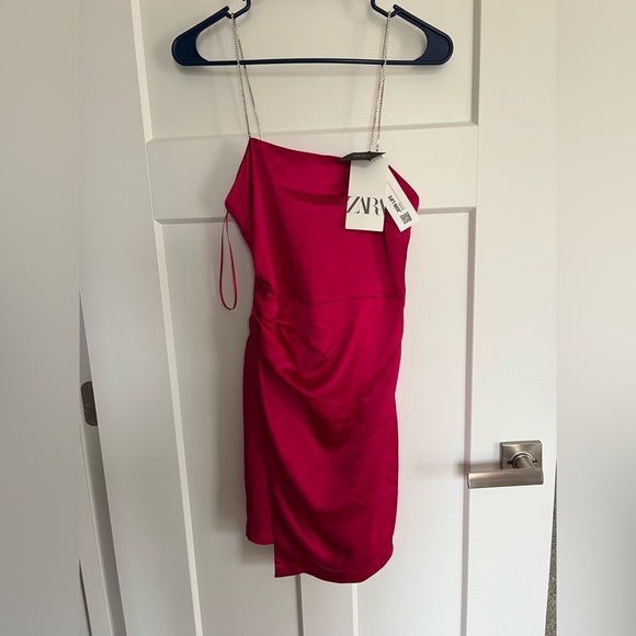 Zara Satin Effect Dress with Rhinestone Straps - NEW WITH TAGS❤️ - Picture 4 of 10